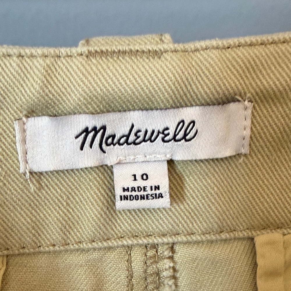 Madewell Size 10 ankle cropped high waisted loose 100% Cotton khaki green - Picture 3 of 14